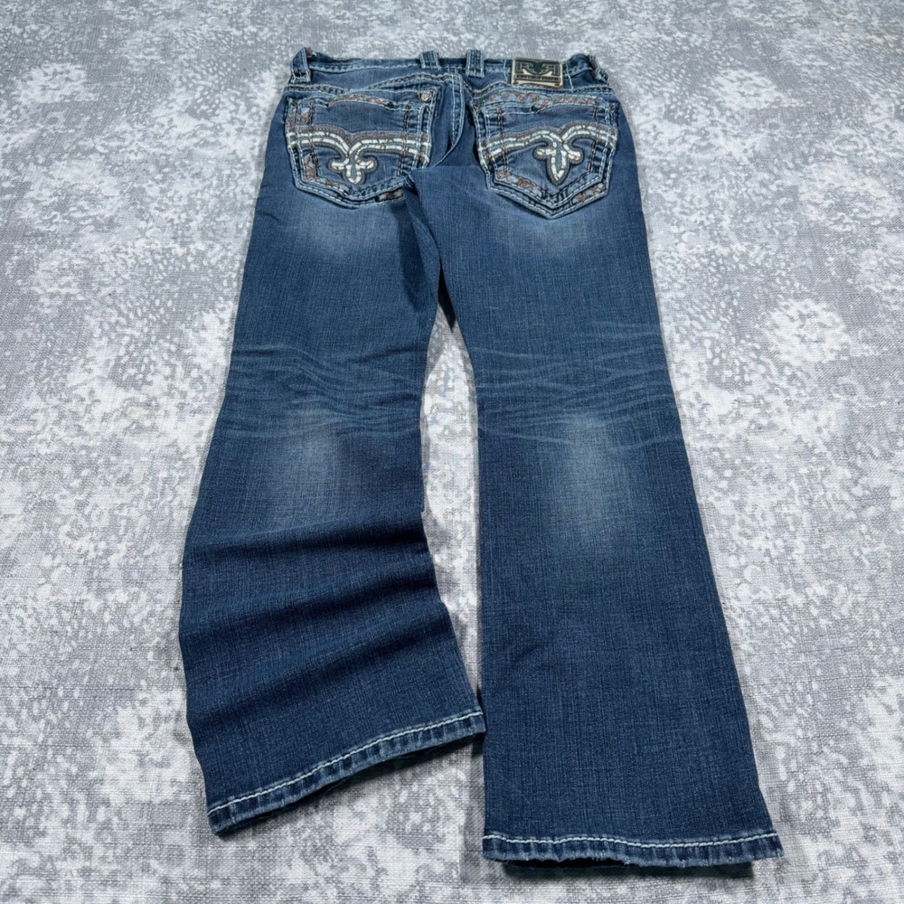 Rock Revival Ajoy Slim Boot Jeans Mens 30 Blue Medium Wash Y2K Skater Grunge